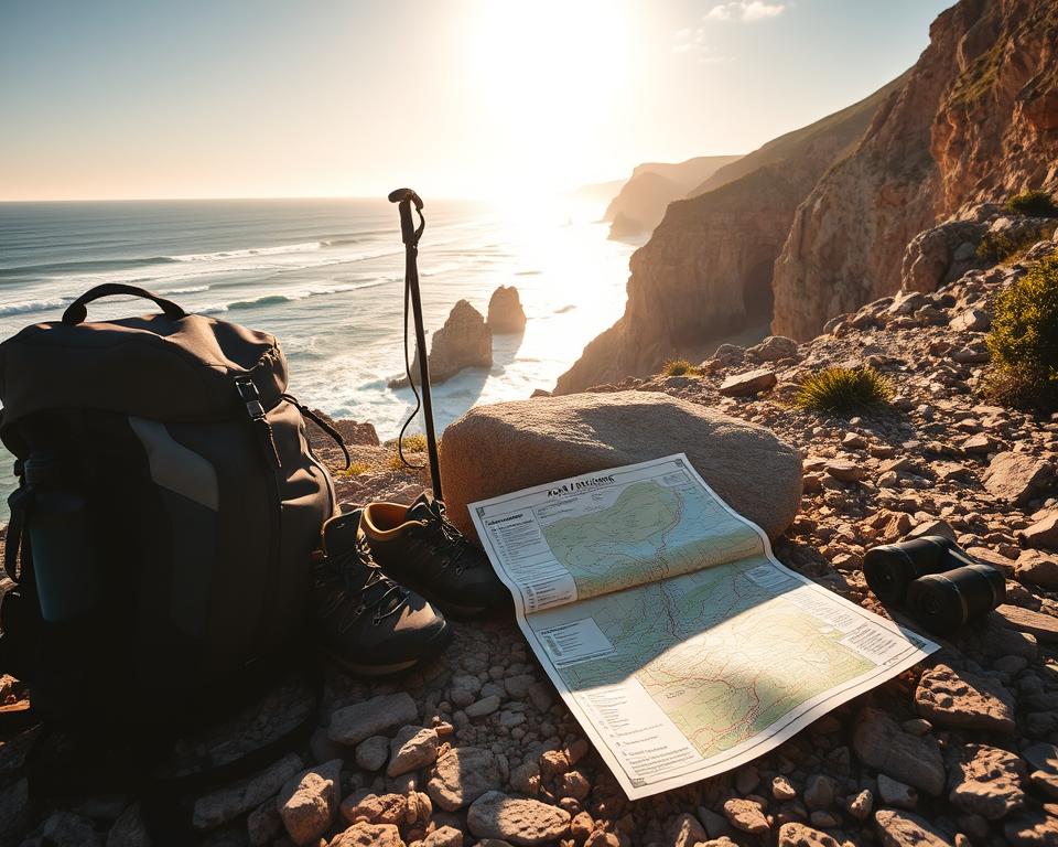 Wanderausrüstung für Küstenwanderung