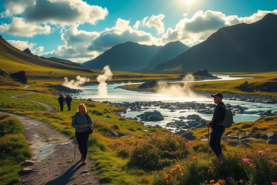 Wandern am Reykjadalur Hot Spring Thermal River